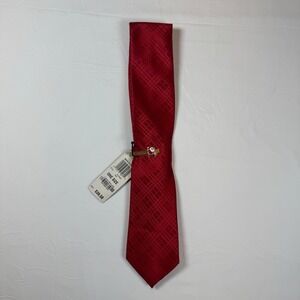John Ashford Red Plaid‎ Christmas Santa Tie & Clip New Holiday Accessory